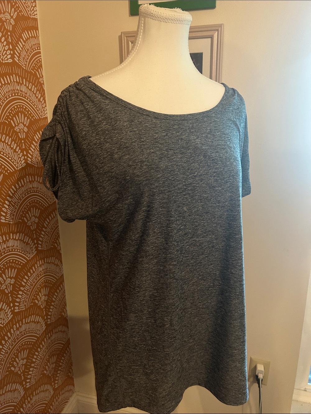 Marika Heather Gray Short-Sleeve Wide Neck Tee